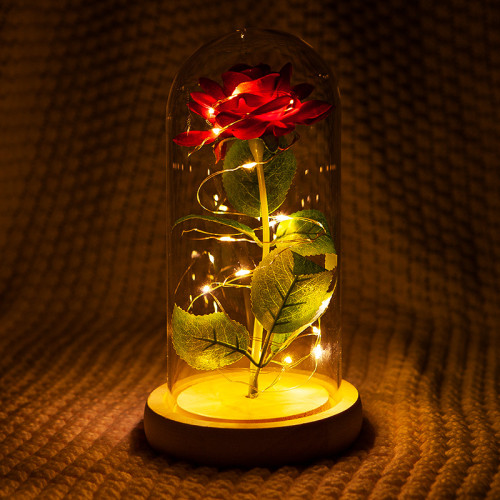 LED Eternal Flower Glass Cover Simulation Rose