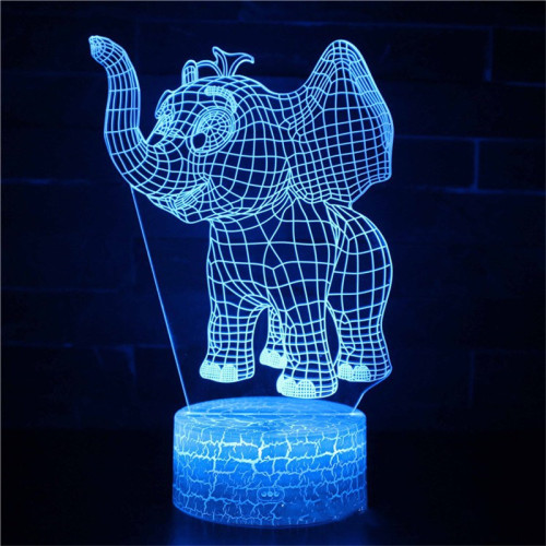 Cute Elephant 3D Night Light LED Lamps Seven Colors Touch Lamps With Remote Control