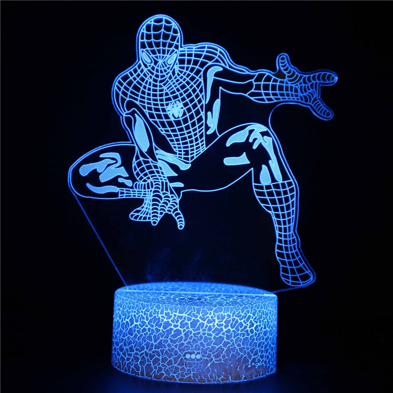 Spiderman 3D Night Light LED Lamps Seven Colors Touch LED With Remote ...