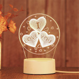 3D Happy Birthday Love Heart  USB Bedroom Night Light