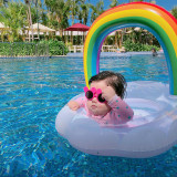 Toddler Kids Pool Floats Inflated Swimming Rings Sequins Rainbow Clouds Sitting Swimming Circle