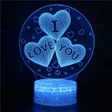 3D Valentine's Day Series Night Light Lamps Seven Colors Touch LED With Remote Control