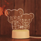 3D Bear Deer Heart  USB Bedroom Night Light