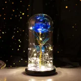 LED Eternal Luminous Rose Flower Glass Cover Rose Gold Foil Gifts