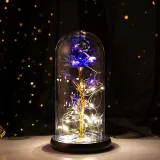 LED Eternal Luminous Rose Flower Glass Cover Rose Gold Foil Gifts