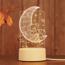 3D Bear Deer Heart  USB Bedroom Night Light