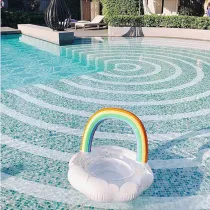 Toddler Kids Pool Floats Inflated Swimming Rings Sequins Rainbow Clouds Sitting Swimming Circle