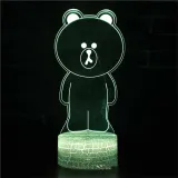 3D Cute Heart Bears Series Night Light LED Lamps Seven Colors Touch Lamps With Remote Control