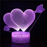 3D Valentine's Day Series Night Light Lamps Seven Colors Touch LED With Remote Control