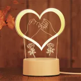 3D Happy Birthday Love Heart  USB Bedroom Night Light
