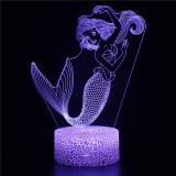 3D Mermaids Series Night Light LED Lamps Seven Colors Touch Lamps With Remote Control
