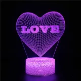 3D Valentine's Day Series Night Light Lamps Seven Colors Touch LED With Remote Control