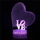 3D Valentine's Day Series Night Light Lamps Seven Colors Touch LED With Remote Control