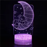 3D Cute Heart Bears Series Night Light LED Lamps Seven Colors Touch Lamps With Remote Control