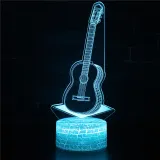 3D Guitar Violin Music Series Night Light LED Lamps Seven Colors Touch Lamps With Remote Control