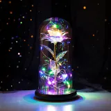 LED Eternal Luminous Rose Flower Glass Cover Rose Gold Foil Gifts