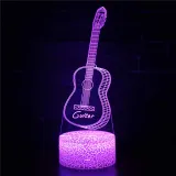 3D Guitar Violin Music Series Night Light LED Lamps Seven Colors Touch Lamps With Remote Control