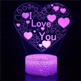 3D Valentine's Day Series Night Light Lamps Seven Colors Touch LED With Remote Control