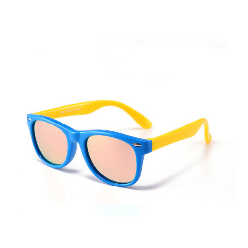 Kids Boys & Girls UV Protection Tinted Silicone Sunglasses Yellow Frame