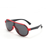 Kids Sport Shield UV Protection TPEE Rubber Polarized Sunglasses Black Frame
