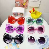 Kids Cartoon Cat Point Drill Anti-UV Protection Sunglasses
