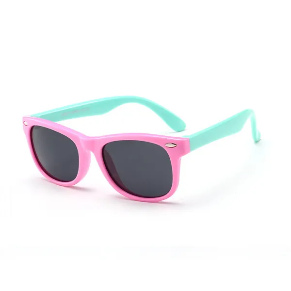 Kids UV Protection TPEE Rubber Polarized Sunglasses Pink Frame