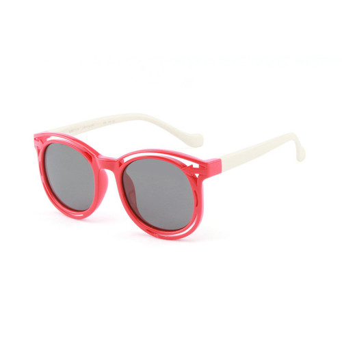 Kids Boys & Girls Anti-UV Protection Silicone Round Sunglasses White Frame