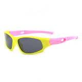 Kids UV Protection TPEE Rubber Polarized Light Silicone Sunglasses Pink Frame