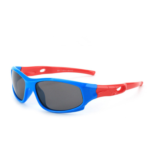 Kids UV Protection TPEE Rubber Polarized Light Silicone Sunglasses Red Frame