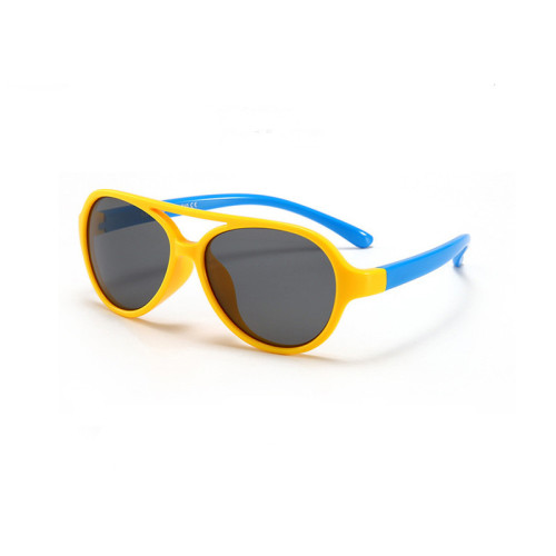 Kids Boys & Girls UV Protection TPEE Rubber Polarized Silicone Toad Sunglasses Blue Frame