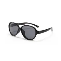 Kids Boys & Girls UV Protection TPEE Rubber Polarized Silicone Toad Sunglasses Black Frame