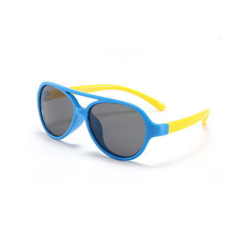 Kids Boys & Girls UV Protection TPEE Rubber Polarized Silicone Toad Sunglasses Yellow Frame