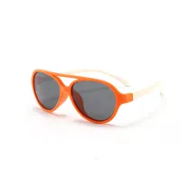 Kids Boys & Girls UV Protection TPEE Rubber Polarized Silicone Toad Sunglasses White Frame