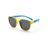 Kids Boys & Girls UV400 Protection Fashion Silicone Sunglasses Blue Frame