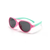 Kids Boys & Girls UV Protection TPEE Rubber Polarized Silicone Toad Sunglasses Green Frame