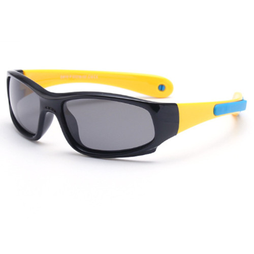 Kids Riding Sports Polarized Light Silicone Sunglasses Yellow Frame