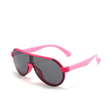Kids Sport Shield UV Protection TPEE Rubber Polarized Sunglasses Pink Frame