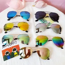 Kids Hipster Aviators Color Reflection Fashion Sunglasses