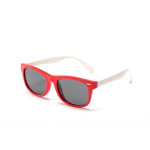 Kids UV Protection TPEE Rubber Polarized Sunglasses White Frame