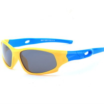 Kids UV Protection TPEE Rubber Polarized Light Silicone Sunglasses Blue Frame