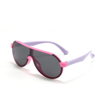 Kids Sport Shield UV Protection TPEE Rubber Polarized Sunglasses Purple Frame