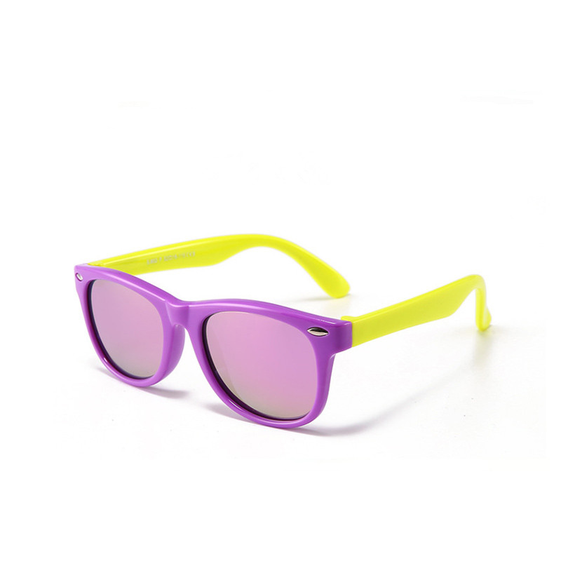 Kids UV Protection TPEE Rubber Polarized Light Tinted Silicone Sunglasses Purple