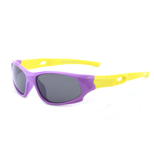 Kids UV Protection TPEE Rubber Polarized Light Silicone Sunglasses Yellow Frame