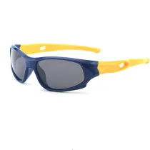 Kids UV Protection TPEE Rubber Polarized Light Silicone Sunglasses Yellow Frame