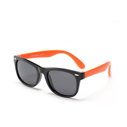 Kids UV Protection TPEE Rubber Polarized Sunglasses Orange Frame