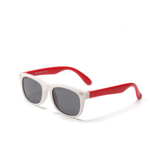 Kids UV Protection TPEE Rubber Polarized Sunglasses Red Frame