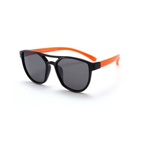 Kids Diamond Shape Silicone Sunglasses Orange Frame