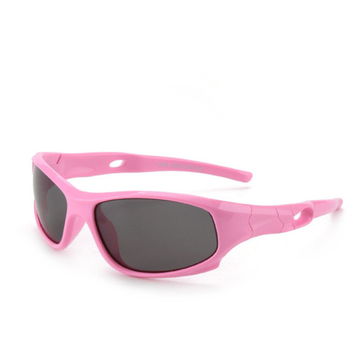 Kids UV Protection TPEE Rubber Polarized Light Silicone Sunglasses Pink Frame