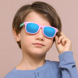 Kids UV Protection TPEE Rubber Polarized Light Tinted Silicone Sunglasses Blue Frame