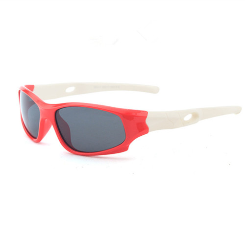 Kids UV Protection TPEE Rubber Polarized Light Silicone Sunglasses White Frame